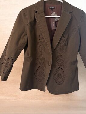 New Frontier Olive Cutout Eyelet Blazer